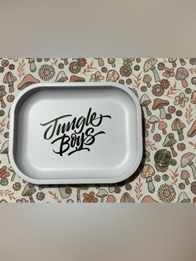 Mini Jungle Boys Metal Tray White Gold Compact Size